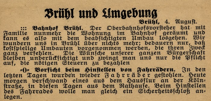 Brühler Monatschronik: August